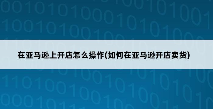 在亚马逊上开店怎么操作(如何在亚马逊开店卖货) 