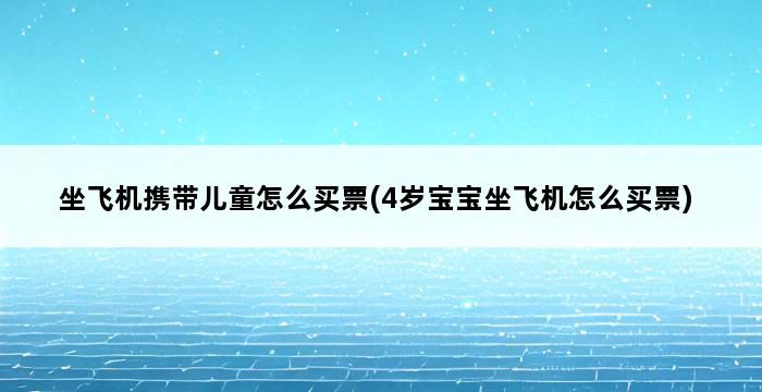 坐飞机携带儿童怎么买票(4岁宝宝坐飞机怎么买票) 