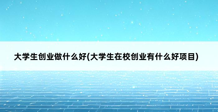 大学生创业做什么好(大学生在校创业有什么好项目) 