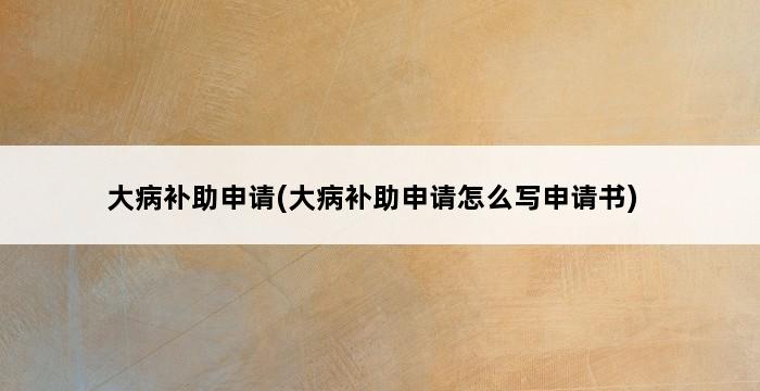 大病补助申请(大病补助申请怎么写申请书) 