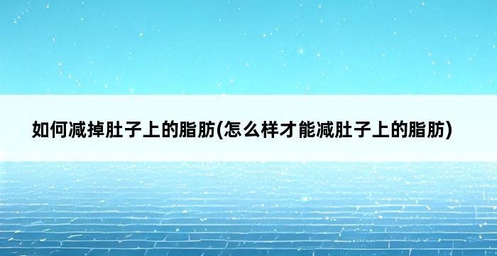 如何减掉肚子上的脂肪(怎么样才能减肚子上的脂肪) 