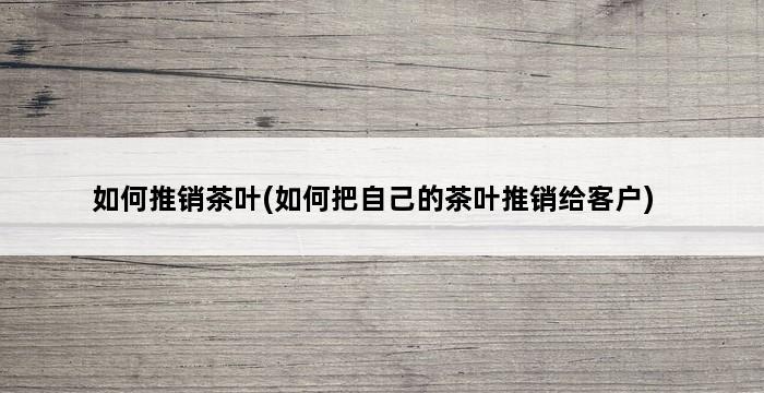 如何推销茶叶(如何把自己的茶叶推销给客户) 