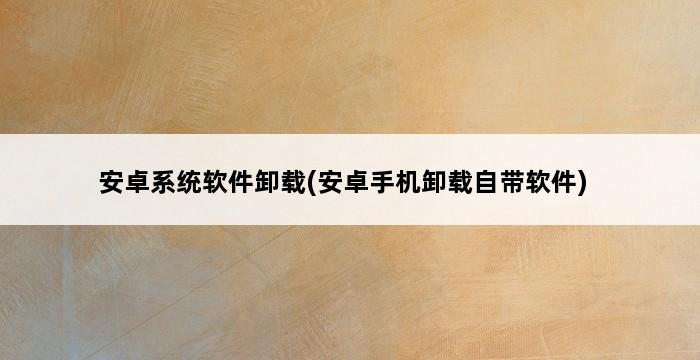 安卓系统软件卸载(安卓手机卸载自带软件) 