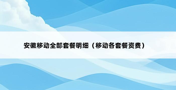 安徽移动全部套餐明细（移动各套餐资费） 