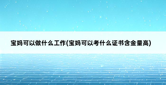 宝妈可以做什么工作(宝妈可以考什么证书含金量高) 