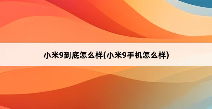 小米9到底怎么样(小米9手机怎么样) 