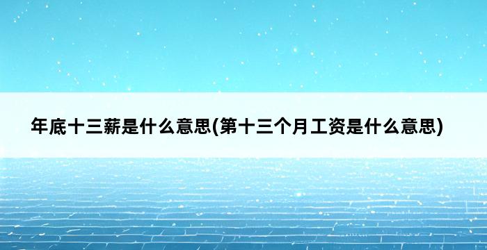 年底十三薪是什么意思(第十三个月工资是什么意思) 