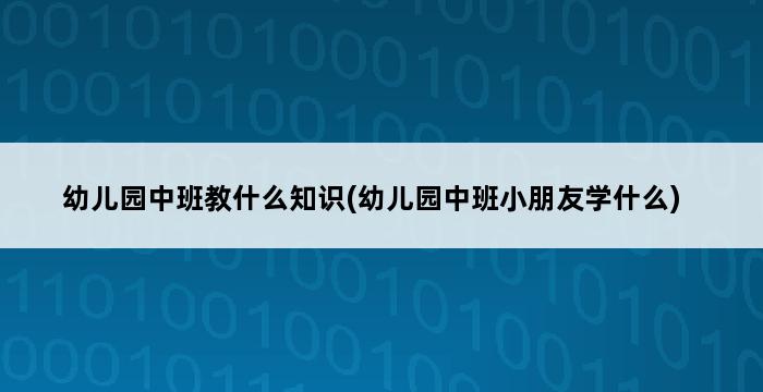 幼儿园中班教什么知识(幼儿园中班小朋友学什么) 