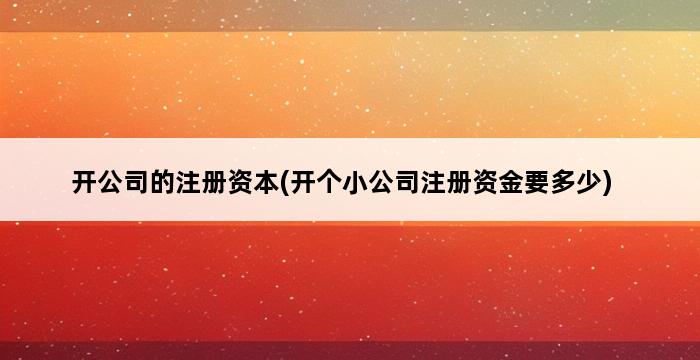 开公司的注册资本(开个小公司注册资金要多少) 