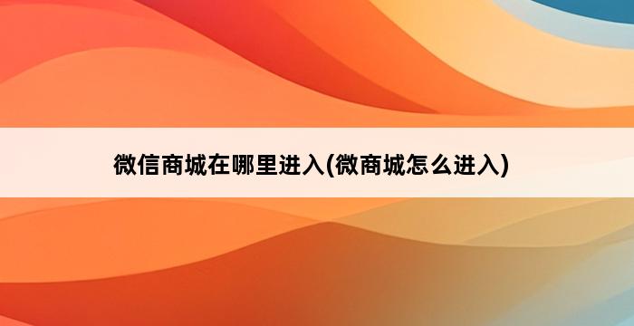 微信商城在哪里进入(微商城怎么进入) 