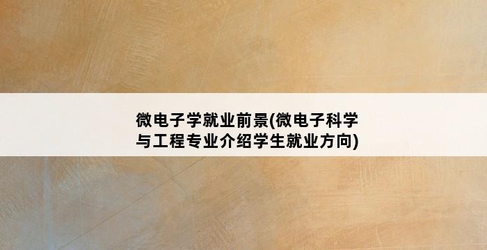 微电子学就业前景(微电子科学与工程专业介绍学生就业方向) 