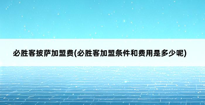 必胜客披萨加盟费(必胜客加盟条件和费用是多少呢) 