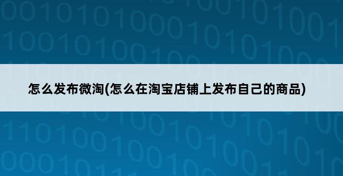 怎么发布微淘(怎么在淘宝店铺上发布自己的商品) 