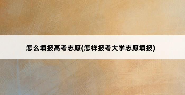 怎么填报高考志愿(怎样报考大学志愿填报) 