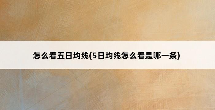 怎么看五日均线(5日均线怎么看是哪一条) 