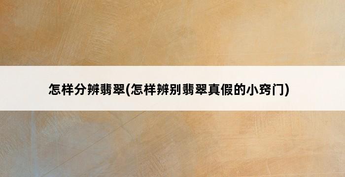 怎样分辨翡翠(怎样辨别翡翠真假的小窍门) 