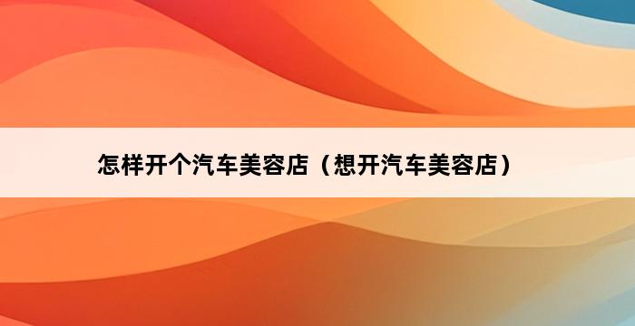 怎样开个汽车美容店（想开汽车美容店） 