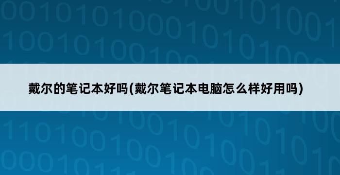 戴尔的笔记本好吗(戴尔笔记本电脑怎么样好用吗) 