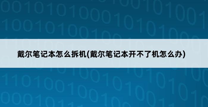 戴尔笔记本怎么拆机(戴尔笔记本开不了机怎么办) 