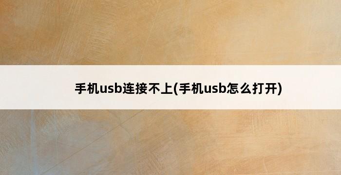 手机usb连接不上(手机usb怎么打开) 