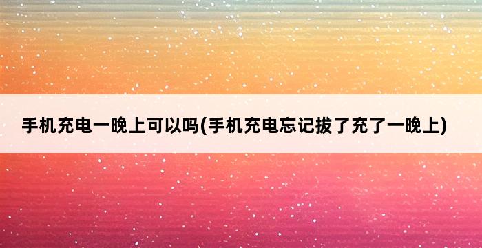 手机充电一晚上可以吗(手机充电忘记拔了充了一晚上) 