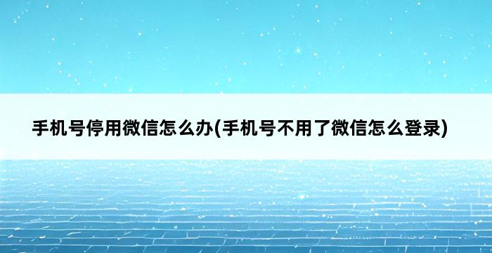 手机号停用微信怎么办(手机号不用了微信怎么登录) 