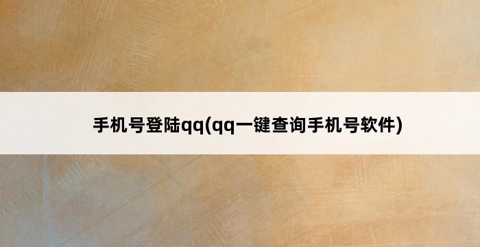 手机号登陆qq(qq一键查询手机号软件) 