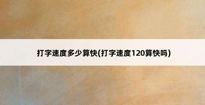 打字速度多少算快(打字速度120算快吗) 