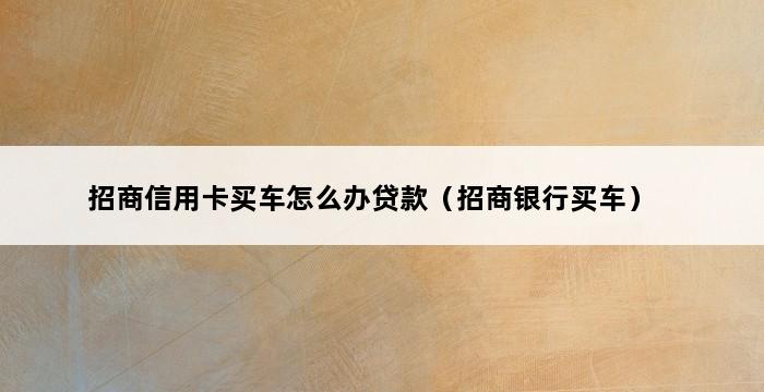 招商信用卡买车怎么办贷款（招商银行买车） 