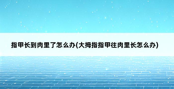 指甲长到肉里了怎么办(大拇指指甲往肉里长怎么办) 