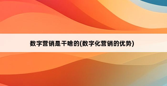 数字营销是干啥的(数字化营销的优势) 