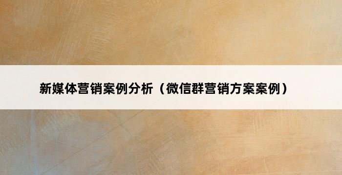 新媒体营销案例分析（微信群营销方案案例） 