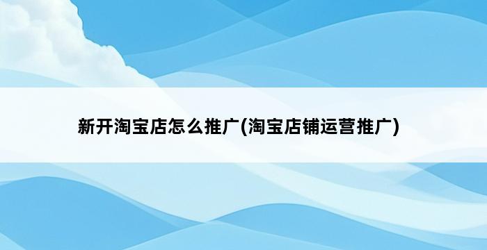 新开淘宝店怎么推广(淘宝店铺运营推广) 