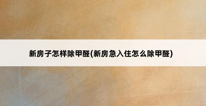 新房子怎样除甲醛(新房急入住怎么除甲醛) 