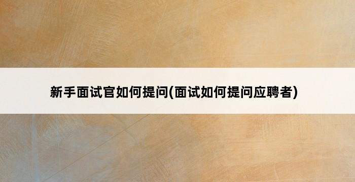 新手面试官如何提问(面试如何提问应聘者) 