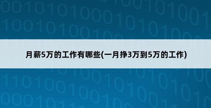 月薪5万的工作有哪些(一月挣3万到5万的工作) 