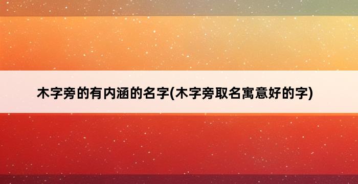 木字旁的有内涵的名字(木字旁取名寓意好的字) 