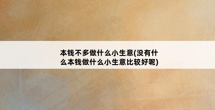 本钱不多做什么小生意(没有什么本钱做什么小生意比较好呢) 