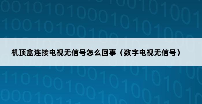 机顶盒连接电视无信号怎么回事（数字电视无信号） 