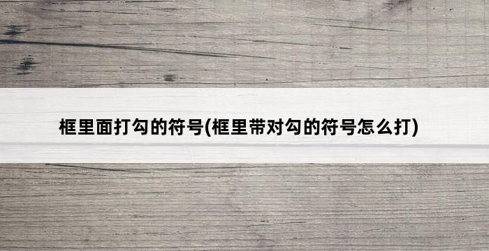 框里面打勾的符号(框里带对勾的符号怎么打) 