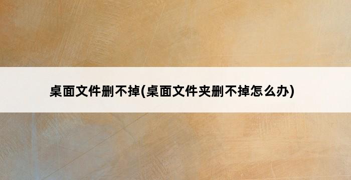 桌面文件删不掉(桌面文件夹删不掉怎么办) 