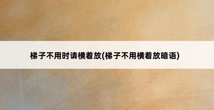 梯子不用时请横着放(梯子不用横着放暗语) 