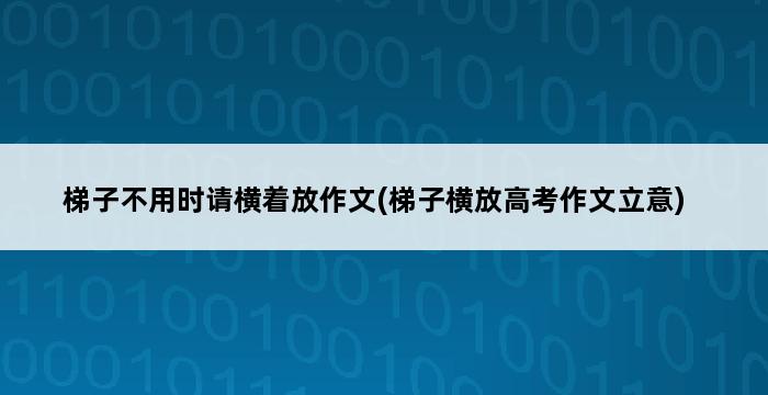 梯子不用时请横着放作文(梯子横放高考作文立意) 