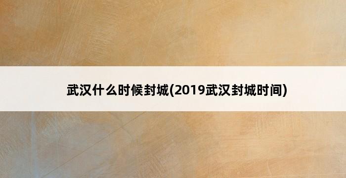 武汉什么时候封城(2019武汉封城时间) 