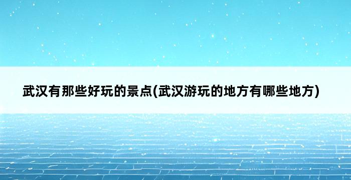 武汉有那些好玩的景点(武汉游玩的地方有哪些地方) 