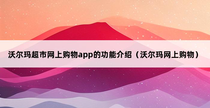 沃尔玛超市网上购物app的功能介绍（沃尔玛网上购物） 