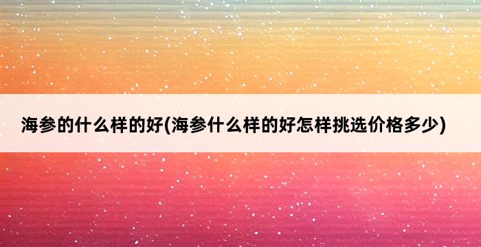 海参的什么样的好(海参什么样的好怎样挑选价格多少) 