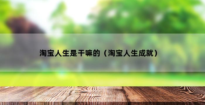 淘宝人生是干嘛的（淘宝人生成就） 