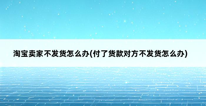 淘宝卖家不发货怎么办(付了货款对方不发货怎么办) 