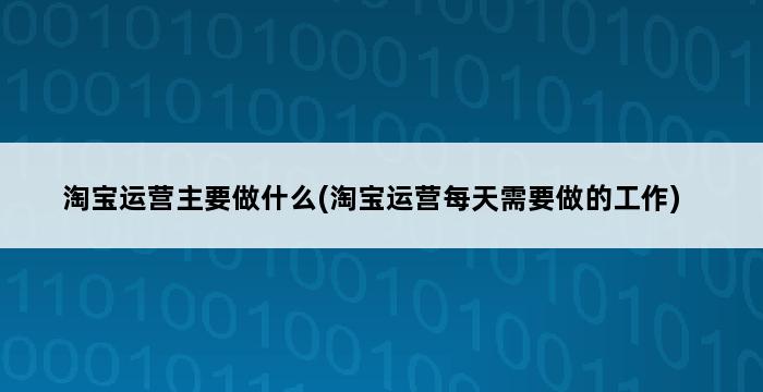 淘宝运营主要做什么(淘宝运营每天需要做的工作) 